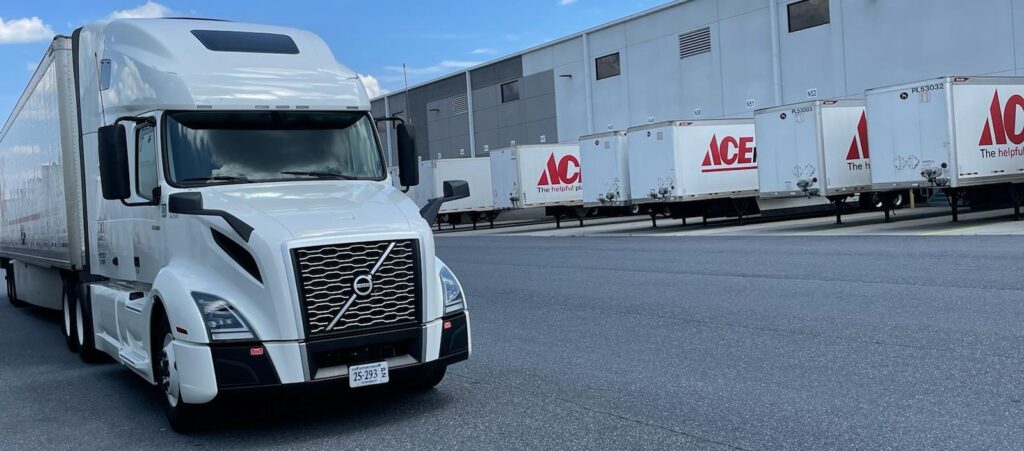 Semi Truck with Background in Warehouse